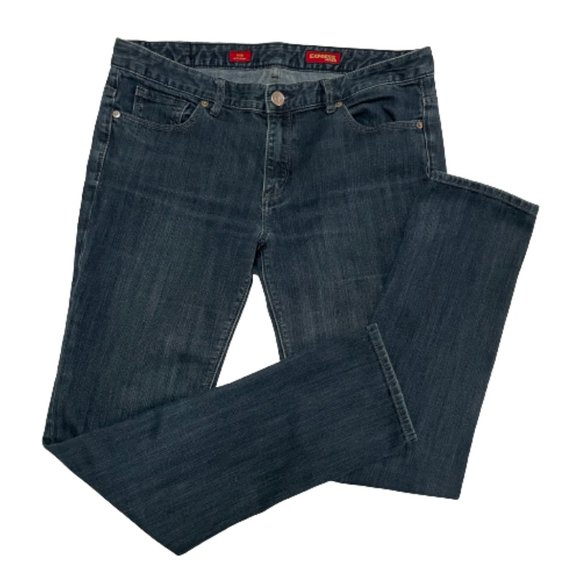 EXPRESS Womens Jeans size 12R MIA Ultra Skinny Midrise Stretch Blue Denim Stitch